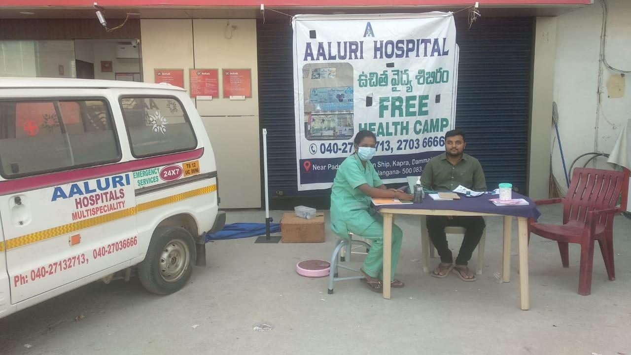 Aaluri Hospital 24/7 emergency ambulance at a community health camp