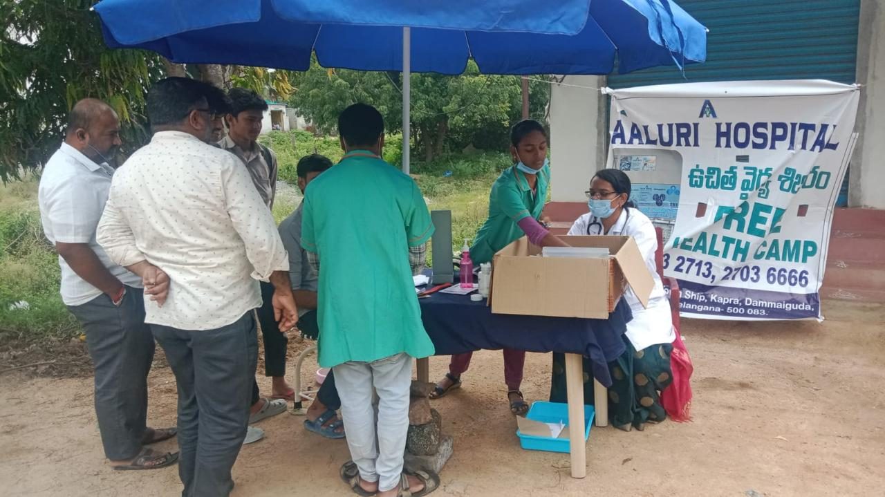 Aaluri Hospital doctors conducting a free community health camp